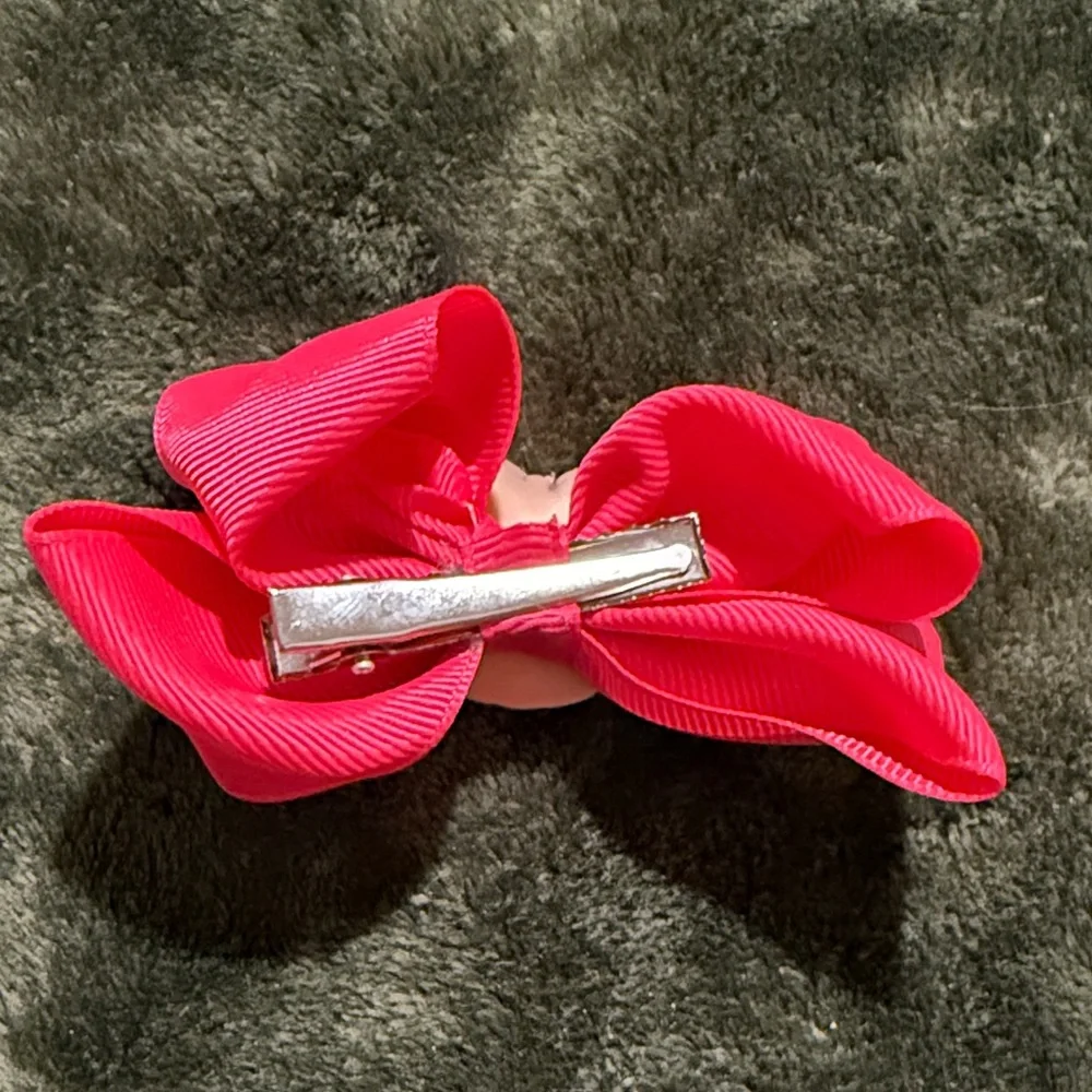 Vibrant Pink Character Hair Bow for Kids